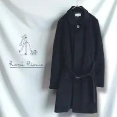 【ロペピクニック】ベルテッドコート　Aライン　膝丈　ブラック　通勤　ワッフル　M