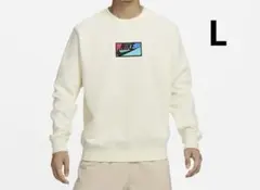 L アイボリー ワッペン ナイキ BBクルー スウェット トレーナー