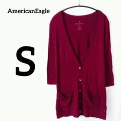 AmericanEagle【S】トップス カーディガン 五分袖 バーガンディのサムネイル