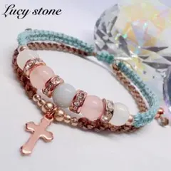 天然石 パワーストーン ブレスレット アンクレット マクラメ アクアマリン