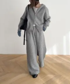 【CANAL JEAN】El mar パーカーZIPニットセットアップ グレー