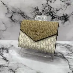 (極美品)大人気、マイケルコース、折財布、オールレザー、PVC、総柄、人気色、金