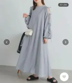 kastane 袖スリットワンピース　2way サックス