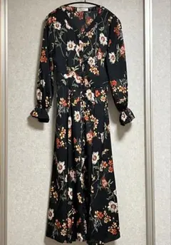 【美品】Andemiuアンデミュウ　花柄　シャツワンピース　黒