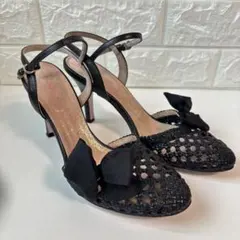 Rebecca Taylor リボン ストラップ サンダル 黒 23cm 日本製