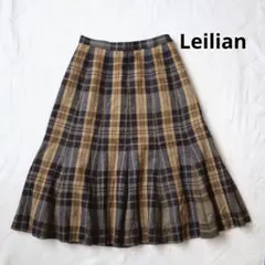Leilian　レリアン　ウールスカート　チェック柄　Aライン　フレアスカート