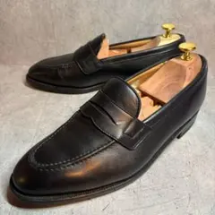 美品 ケンフォード エンボスローファー ロゴ刻印 26 3E 本革 黒 K002