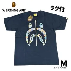 【新品タグ付】A BATHING APE シャーク Tシャツ ネイビーホログラム