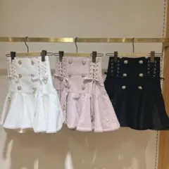 LIZLISA サイドレースアップ裾フリルスカパン 白色