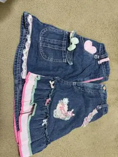 mezzo pianoデニムブルー フリル付きスカート 130センチ