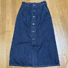 GU ダークデニム ボタンフロント ロングスカート