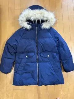 zara kids ネイビー ファー付きダウンコート　１５２センチ