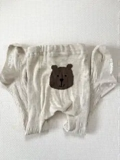 【新品】クマ刺繍 リブ編み ベビータイツ 12-24M