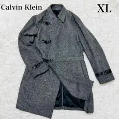 Calvin Klein 変形チェスターコート　レザー　アルパカ混　XL グレーのサムネイル