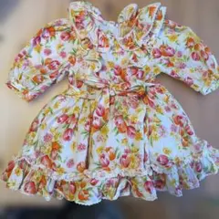 花柄フリルワンピース 七分袖 ドレス