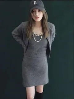 フレイアイディー ラクーンニットセットアップ　人気色　グレー