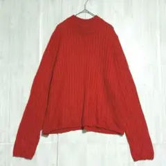 ディバイデッド　ハイネックリブニット　赤　M