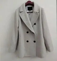 【美品】UNTITLED Pコート ダブル ウール グレー ホワイト 42