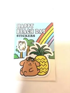 【沖縄限定】日焼けポムポムプリン ビーチデザインステッカー
