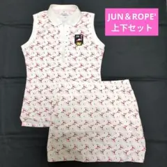 【JUN＆ROPE'】フラミンゴ柄 ノースリーブポロシャツとミニスカート セット
