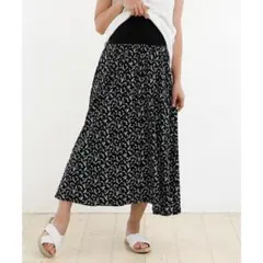 マタニティスカート　花柄　ブラック　犬印本舗
