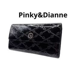 Pinky&Dianne長財布 大容量 エナメルレザー 総柄 黒 人気