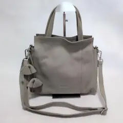 【未使用級】BARCOS バルコス 2WAYレザーバッグ グレージュ　シボ革