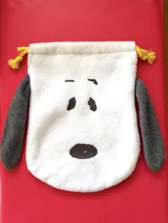 【スヌーピー】ふわふわ 巾着ポーチ フェイスデザイン