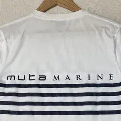 ムータマリン 半袖ポロシャツ 白×ネイビー パイル地 M ゴルフウェア