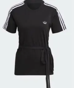 adidas ブラック Tシャツ ウエストリボン付き