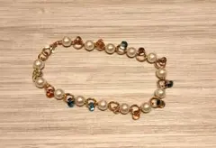 «新品未使用品»パールビーズ＆ドロップガラスブレスレット