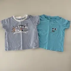 ミッキーと仲間たち&水色顔つき　半袖Tシャツ2点セット 80cm