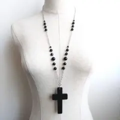 y2k フェアリーグランジ ネックレス ゴスロリ クロス 十字架 ロザリオ 黒