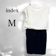 インデックス 半袖ストライプワンピース ボーダー きれいめカジュアル 涼しげM