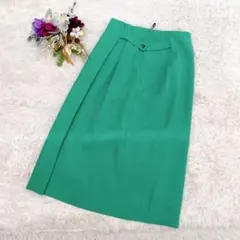 【INDIVI/インディヴィ】グリーンタイトスカート(38/M)日本製　キレイめ