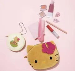 sweet 8月号　日焼けハローキティ　顔型ポーチ&バッグポーチチャーム