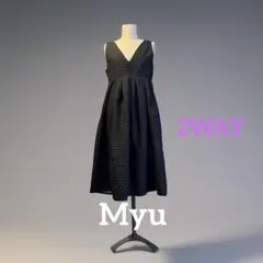 〔ワンピース〕Myu ジャンパースカート ブラック エンボス 2way 人気