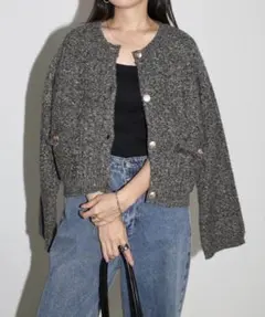 【新品未使用】andme 金ボタンツイードショートジャケットカーディガン
