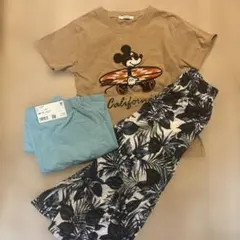 BAYFLOW ベイフロー　ミッキーTシャツ　柄パンツ セット 120ガウチョのサムネイル