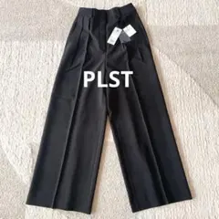 PLST プラステ　ストレッチツイル2タックワイドフルレングスパンツ　ブラック