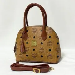 美品✨エムシーエム レザー巾着型 ショルダーバッグ ブラウン 