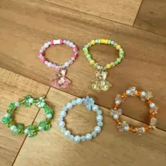 カラフルビーズ　ブレスレット　5個セット