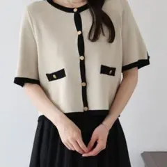 BLUE EAST 金ボタン半袖ニットジャケット　ベージュのサムネイル
