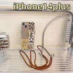 iPhone14plusケース　ストラップ付き　スマホケース　肩掛け　斜め掛け