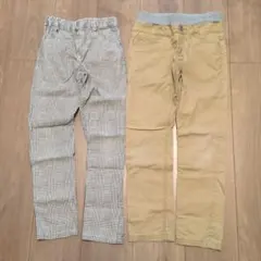 MPS 130cm チェック柄とベージュの長ズボン