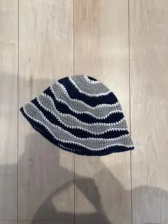 kirime Wave Knit Hat ネイビー×グレー supreme