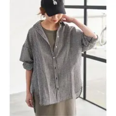 ギンガムチェックHEMPローンルーズシャツ スピック＆スパン