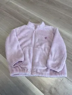 UNIQLOフリースジャケット　100cm ピンク 花刺繍