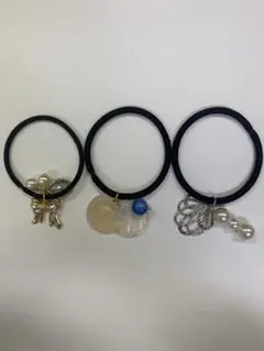 ヘアゴム　3点セット　リボン　パール