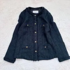 美品✨希少✨ドゥーズィエムクラス　金ボタン　ツイードジャケット　ノーカラーのサムネイル
